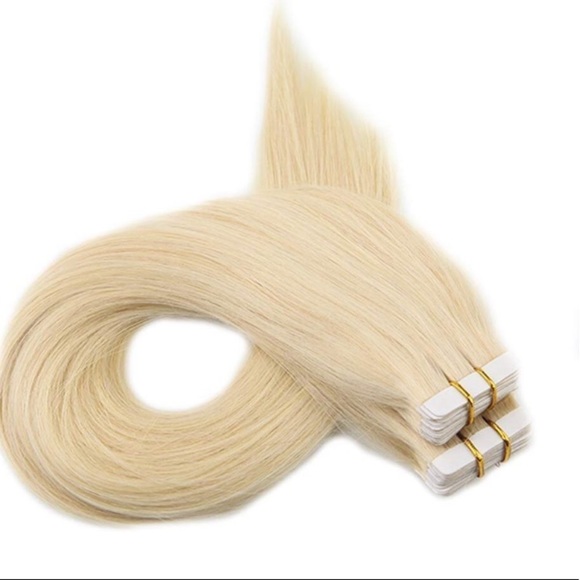 ✨2 18” PLATINUM Blonde HUMAN HAIR TAPE INS 2 PACKS main image 3